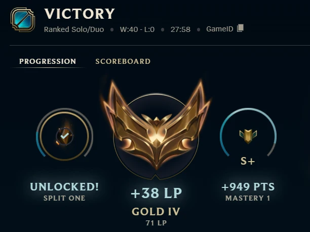 Resultado real en partida ranked — Victoria